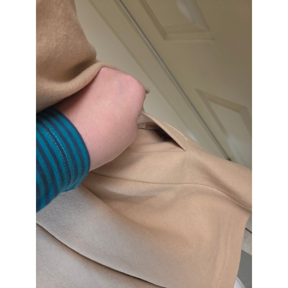 y2k Victorias Secret Wool Trench Coat Honey Beige Belted Double Breasted 12 - Picture 15 of 16